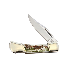 Alaska Scrimshaw Connection Wolf Lockback: BK-ASC2