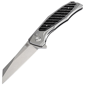 Artisan Megahawk Linerlock Gray CF D2: BK-ATZ1809PGCF