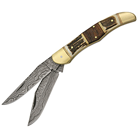 Damascus Filework Folding Hunter: BK-DM1041