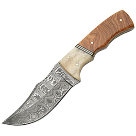 Damascus Hunter Wood and Bone Handle: BK-DM1079