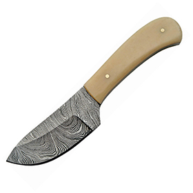 Damascus Skinner White Smooth Bone: BK-DM1080BO