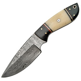 Damascus Fixed Blade White Bone: BK-DM1085