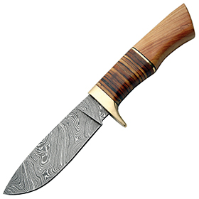 Damascus Hunter Wood/Leather Handle: BK-DM1100