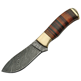 Damascus Stacked Leather Hunter: BK-DM1125