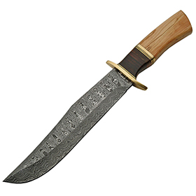 Damascus Olive Wood Damascus Bowie: BK-DM1132
