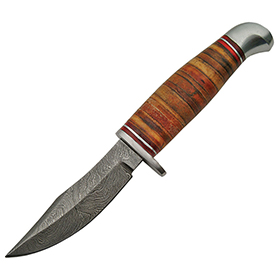 Damascus Stacked Leather Skinner: BK-DM1166