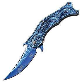 Dark Side Dragon Linerlock A/O Blue: BK-DSA019BL