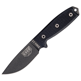 ESEE Model 3 Black G10 Plain Edge: BK-ES3MILPBLK