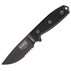 ESEE Model 3 Black G10 Serrated: BK-ES3MILSBLK