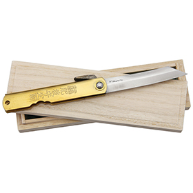Higonokami Damascus Folder Brass: BK-HIGO16