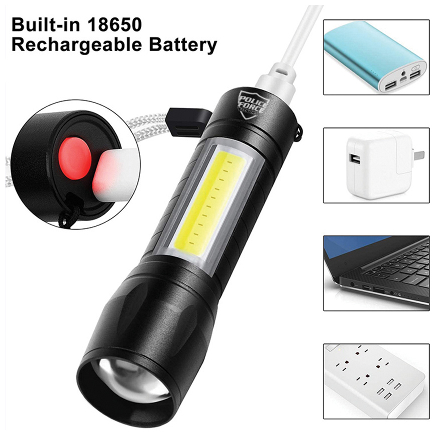 Police Force Tactical Tactical XPE/COB Mini Light: BK-CEPFXC56V3