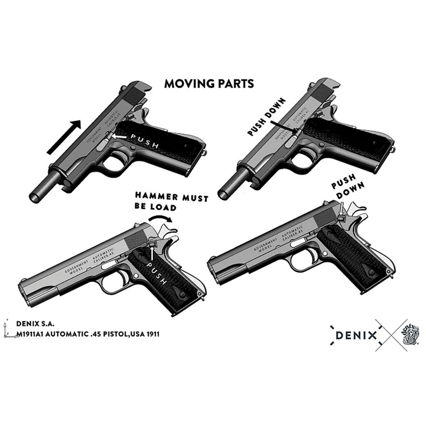 Denix 1911 Gold Automatic Pistol: BK-DX5312V3