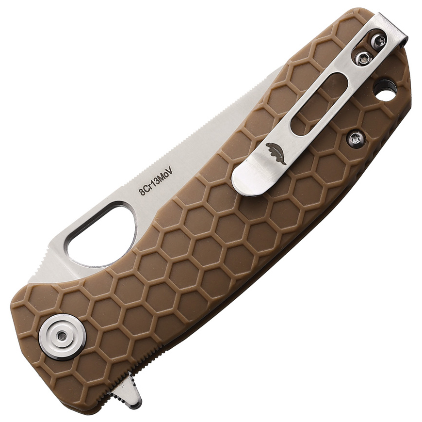 Honey Badger Knives Medium Leaf Linerlock Tan: BK-HB1299V3