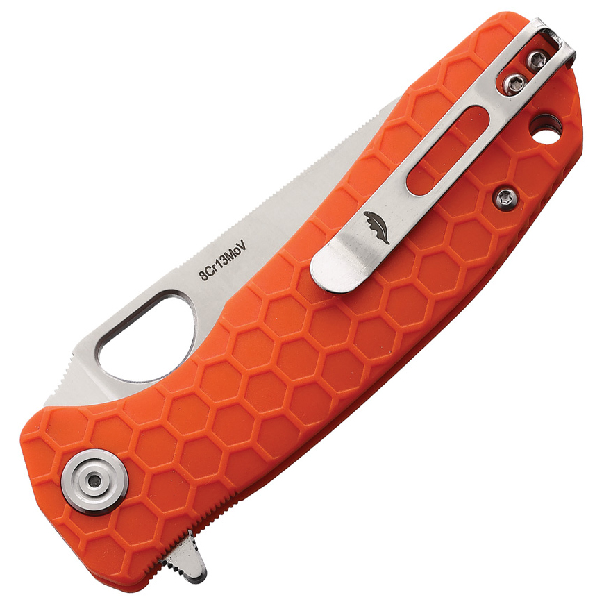 Honey Badger Knives Medium Leaf Linerlock Orange: BK-HB1303V3