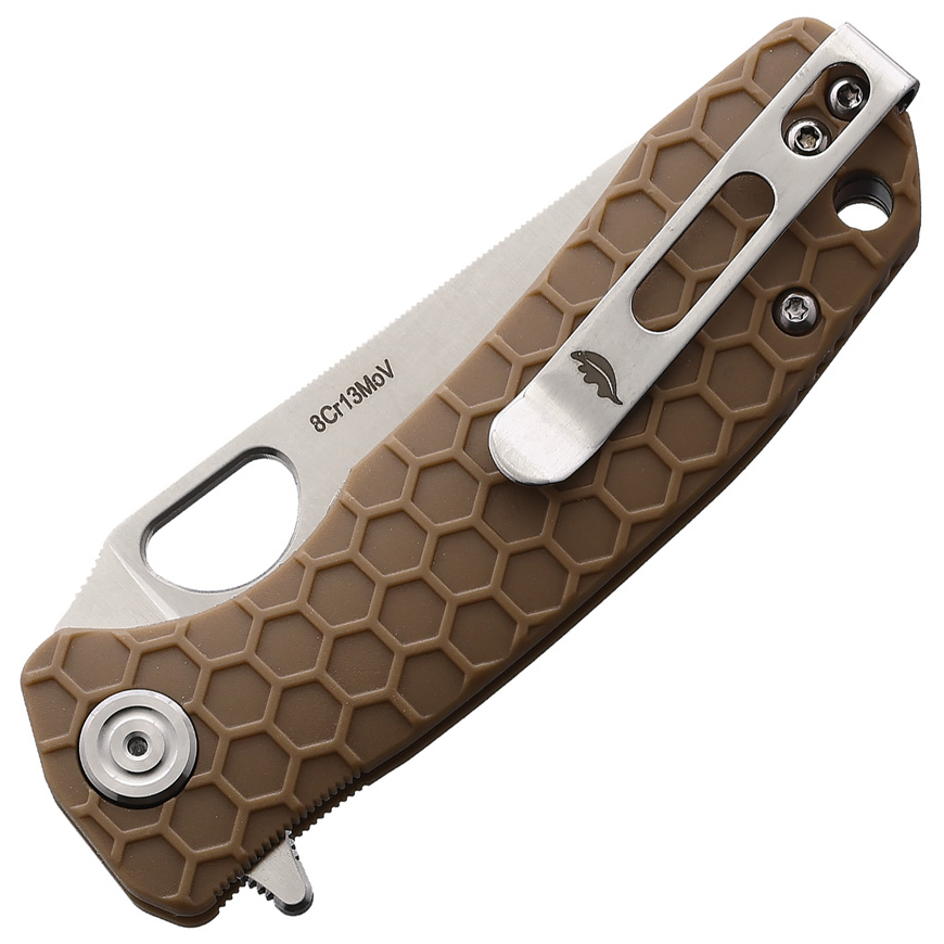 Honey Badger Knives Small Leaf Linerlock Tan: BK-HB1309V3